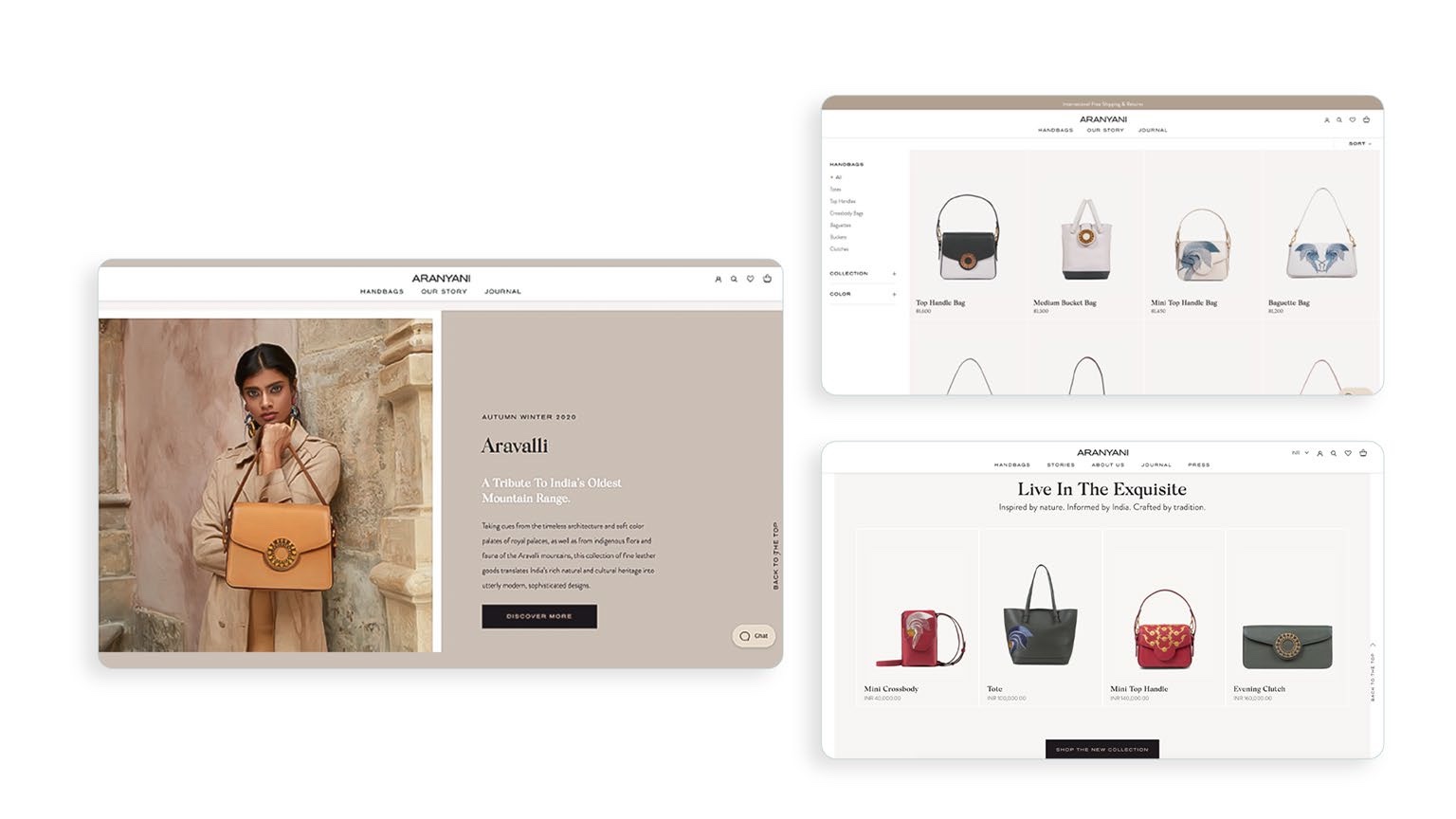 Poppellaa.com - UI project for Aranyani Handbags